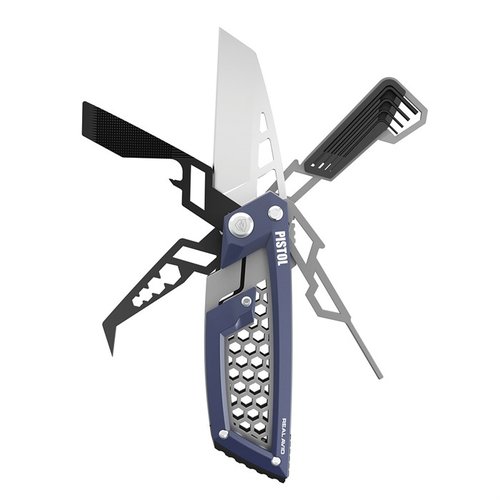 PISTOL GUN TOOL EDGE on innovatiivinen monitoimityökalu, joka sisältää 2.6" Wharncliffe-terän, laser sight -säätöavaimet ja kestävät ruostumattomasta teräksestä valmistetut osat.