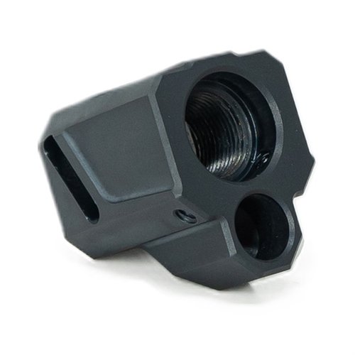 Faxon Firearmsin EXOS-513 kompensoija parantaa tarkkuutta vähentämällä rekyyliä ja piipun nousua, sopii Glock Gen 3 ja FX-19 malleihin.