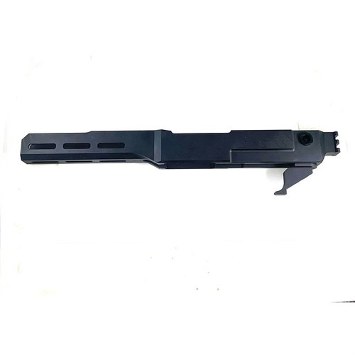 HALL CHASSIS Ruger® 10/22: valmistettu lentokonesarjan alumiinista, M-LOK-aukot kolmella sivulla ja MIL-STD-1913-liitännät taittuville tukille.