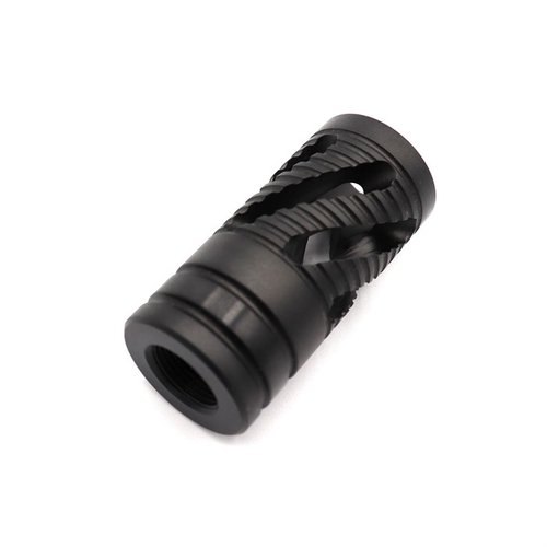 .22 kaliberin Kidd-muzzle brake vähentää kiväärin takaisinlyöntiä, lisää painoa ja näyttää upealta. Yhteensopiva 1/2" -28 kierteiden kanssa.
