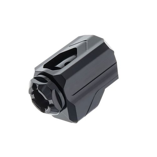 Tyrant Designs Uni-Comp on suunniteltu ½-28 kierrettävälle 9mm piipulle, vähentää merkittävästi rekyyliä ja nousua, helppo asentaa ilman lisätyökaluja.