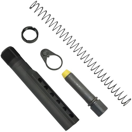 K-SPEC AR-15 PCC CARBINE BUFFER TUBE KIT tarjoaa erinomaisen vaimennuksen, vähentää laukauksen jälkeistä liikettä ja parantaa tarkkuutta ilman monimutkaisia osia.