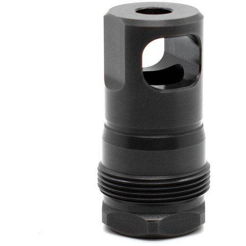 SPB Muzzle Brake tarjoaa tiiviin liitoksen mustalla nitride-pinnoitteella, yhteensopiva Atlas ja Plan B -kiinnitysten kanssa, mukana shimmejä.