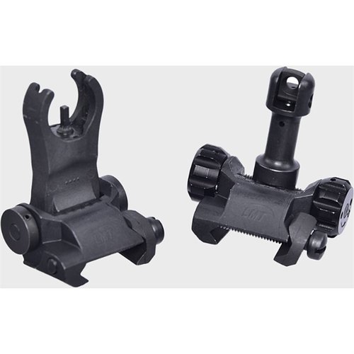 LMT:n FLIP-UP BATTLE SIGHTS tarjoavat luotettavan varasightin 5.56mm ja 7.62mm kiväärille, kestävä teräsrakennus ja helppokäyttöiset säädöt.