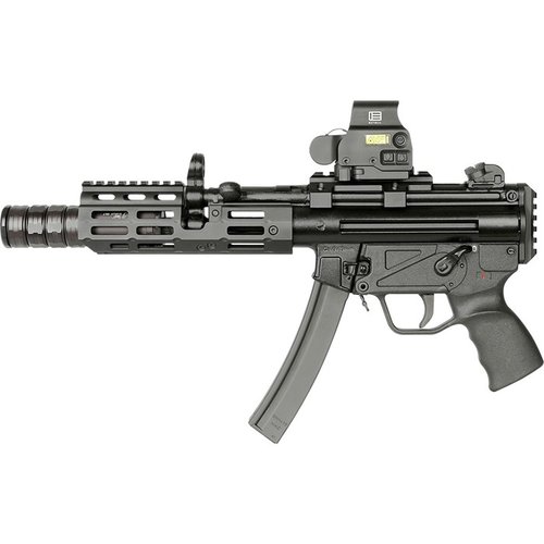 SUPPRESSOR M-LOK® -kevyt ja kestävä käsikahva H&K MP5:lle, helppo asennus, sisältää M-LOK®-raudan ja kaksi QD-lenkkiä, valmistettu USA:ssa.