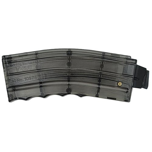 V208 AR-15 22 LONG RIFLE MAGAZINE tarjoaa säädettävän lukitusjärjestelmän, joka mahdollistaa optimaalisen syöttökorkeuden ja lisäominaisuuksia, kuten etusormigrooveja.