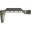 MINIMALISTIC SIDE FOLDING STOCK tarjoaa kestävän ja säädettävän rakenteen, jossa on 5 QD sling kiinnitystä ja mukautuva taittomekanismi.