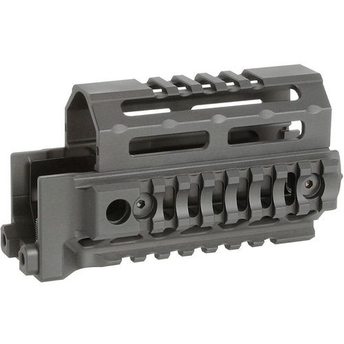 MIDWEST INDUSTRIES AK ALPHA SERIES KRINK QUAD RAIL HANDGUARD tarjoaa kevyen, kestävämmän rakenteen, useita QD-pisteitä ja 1913 rail -tilaa lisävarusteille.