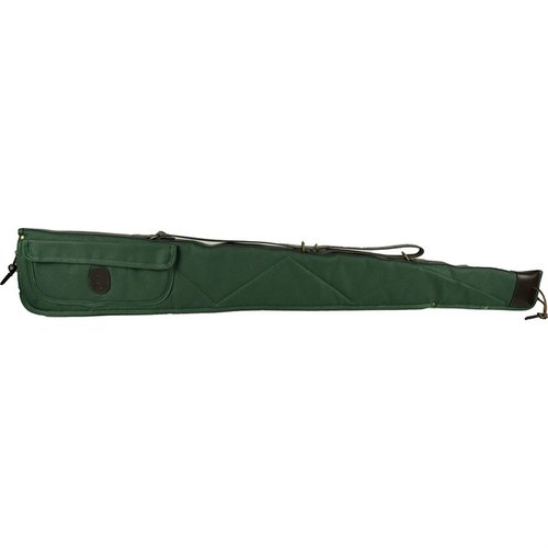 BOB ALLEN Canvas Shotgun Case on kestävä, vedenkestävä canvas-ulkoasu, pehmustettu flanelli sisus, nahkaremmillä ja lukittavilla vetoketjuilla.