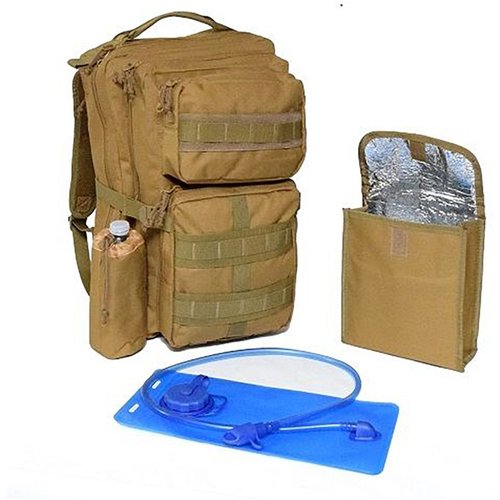 CACTUS JACK ARMORED TRANSPORT BACKPACK on muokattava reppu, jossa on MOLLE-kiinnitykset, vesipussi, eristetty pulloteline ja tilaa 10" x 12" panssarilevylle.