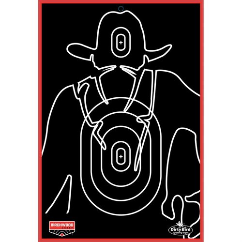 Birchwood Casey Dirty Bird Gunslinger Silhouette 12x18" - erottuvat osumat, intensiivinen roiske ja kestävä rakenne, täydellinen kaikille pistoolitoiminnalle. 6 pakkausta.