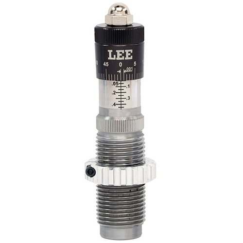 LEE PRECISION RIFLE PRECISION MICROMETER BULLET SEATING DIE tarjoaa tarkkaa ja säädettävää luodin istutusta, vähentäen luodin juoksua ja varmistaen yhtenäisen syvyyden.