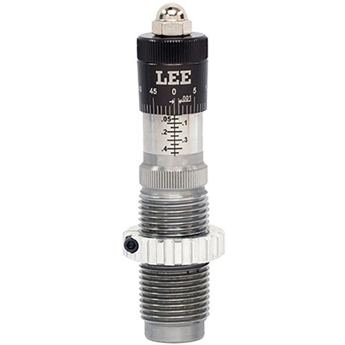 LEE PRECISIONin RIFLE PRECISION MICROMETER BULLET SEATING DIES tarjoaa tarkan ja säädettävän istutuksen, mikä takaa vähäisen laukaisupituuden ja erinomaisen tarkkuuden.