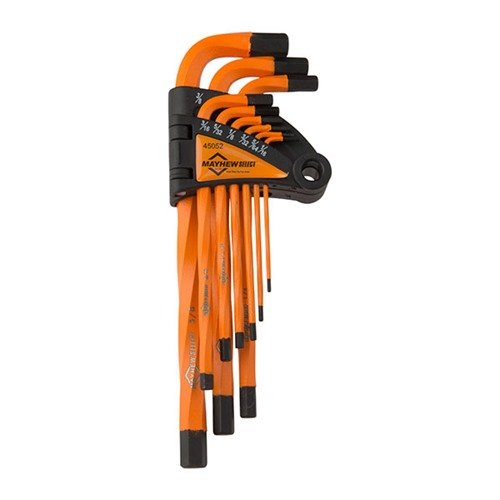 MAYHEW Heavy Duty Twisted Hex Key Set tarjoaa erinomaisen S2-teräksen, lisää vääntöä, pidemmän varren ja korroosiota kestävän pinnoitteen.