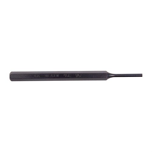 MAYHEW STEELin SINGLE PIN PUNCHES, 1/8" (3.2MM), 4 3/4" (12.1CM) pitkät, ovat kestäviä työkaluja, jotka eivät tartu syviinkään reikiin. Erinomainen valinta ammattilaisille.