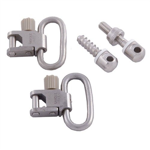 115 NICKEL PLATED SWIVEL SET on suunniteltu estämään ruostumista ja täydentämään ruostumatonta asetta. Setti sisältää 2 swiveliä, 1 puuruuvikiinnityksen ja 1 konekiinnityksen.