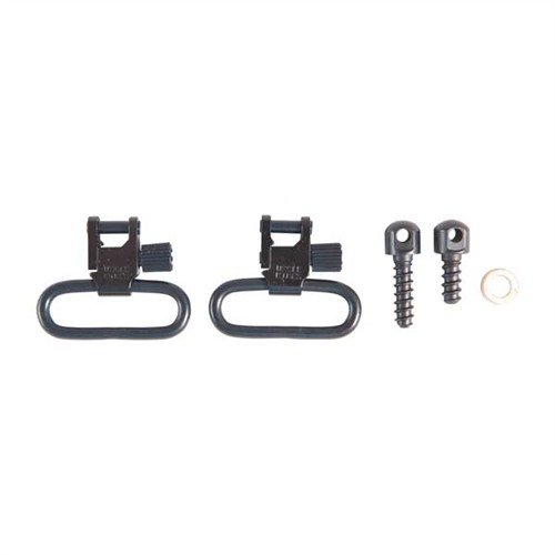 115 RGS SWIVEL SET tarjoaa kestävän ja luotettavan ratkaisun, joka sopii useimpiin aseisiin, mukana 1" ja 1-1/4" silmukat sekä standardipituiset ruuvit.