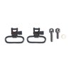 115 RGS SWIVEL SET tarjoaa kestävän ja luotettavan ratkaisun, joka sopii useimpiin aseisiin, mukana 1" ja 1-1/4" silmukat sekä standardipituiset ruuvit.