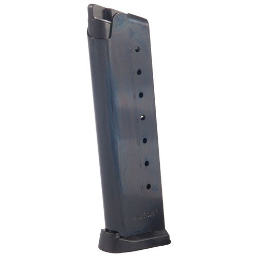MEC-GAR 1911 45ACP - kestävä hiiliteräksestä valmistettu, TIG-hitsattu ja saumaton patruunalaatikko, saatavilla myös ruostumattomana nickel-viimeistelynä.