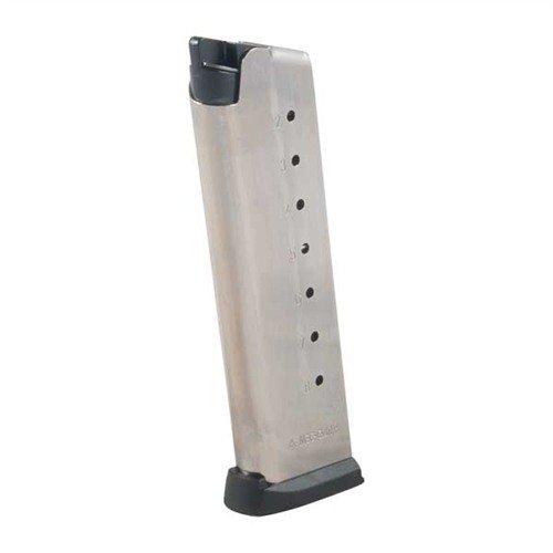 .45 ACP MEC-GAR - kestävä, TIG-hitsattu hiiliteräksestä valmistettu 8 laukauksen lipas, saatavana ruostumattomalla nickel-pinnoitteella.