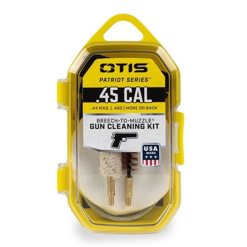 OTIS PATRIOT Series Pistol Kit tarjoaa kaiken tarvittavan aseiden kunnossapitoon Breech-to-Muzzle® -menetelmällä, mukaan lukien puhdistustarvikkeet ja kestävä säilytyskotelo.