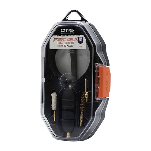 OTIS PATRIOT Series - täydellinen puhdistuspaketti aseiden huoltoon Breech-to-Muzzle® -menetelmällä, sisältää T-handle työkalun ja 4 bittia.