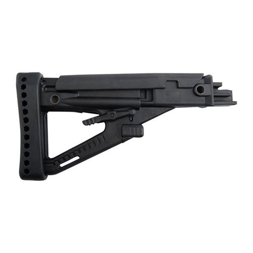 AA123 Archangel OPFOR® AK-sarjan säädettävä perä, jossa on seitsemän asennon poskipakka ja neljä QD-slingin kiinnityspistettä, tarjoaa erinomaisen mukautettavuuden.