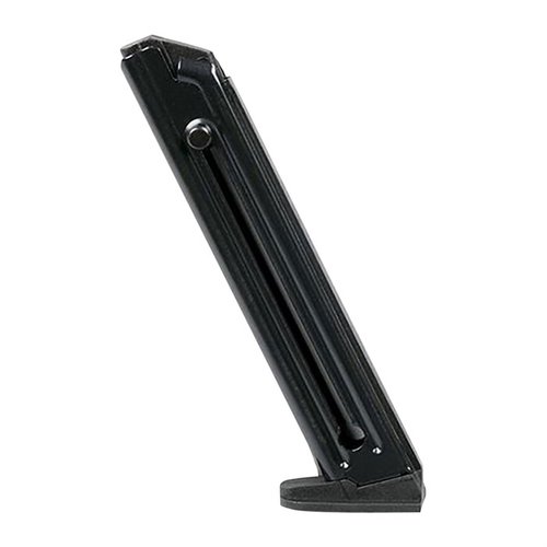 Browning Buckmark teräsmagasiini .22LR tarjoaa kestävän rakenne, musta-oksidoitu viimeistely ja luotettava jousi, joka parantaa ampumakokemusta.