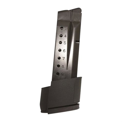 SMITH & WESSON SHIELD teräsmagasiinit tarjoavat lisää kapasiteettia 9mm malleihin, kestävä rakenne ja korroosionkestävä musta pinnoite.