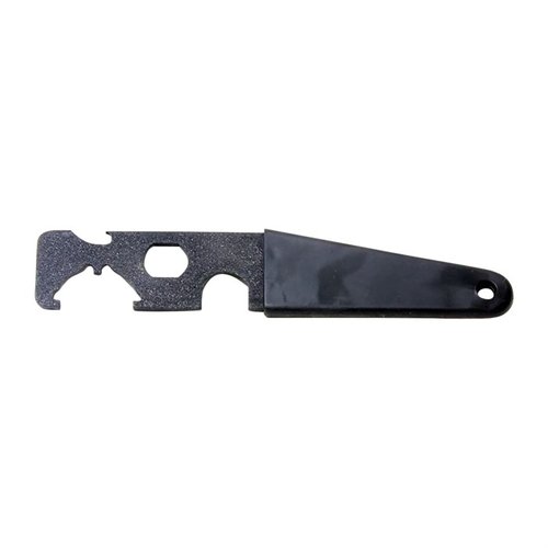 AR-15 Carbine Wrench/Multi-Tool yhdistää kestävän castle-nut avaimen, receiver-extension avaimen, A1/A2 flash hider avaimen ja pullonavaajan.