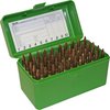 FLIP TOP RIFLE AMMO BOX on kestävä polypropylene, 25 vuoden mekaaninen sarana, Snap-Lock-lukitus, ja teksturoitu pinta helpottaa käsittelyä.