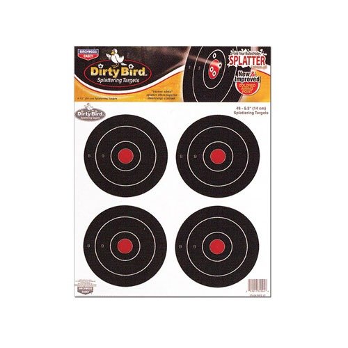 DIRTY BIRD - 5.5" targets tarjoavat erinomaisen näkyvyyden mustavalkoisen kontrastin ansiosta, ja ne ovat edullisia verrattuna Shoot-N-C:hen.
