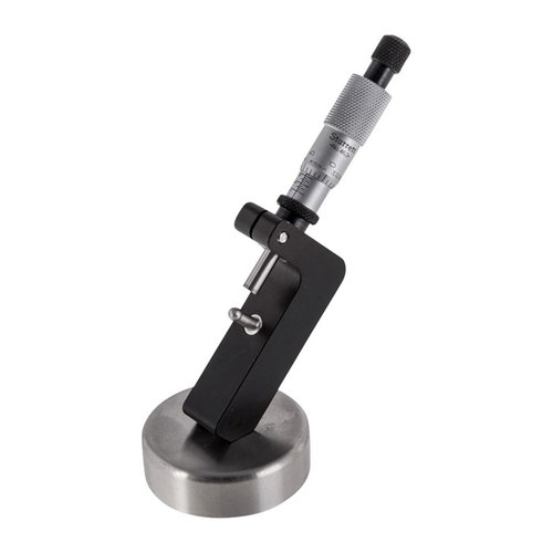 SINCLAIR Case Neck Micrometer mittaa tarkasti case neck wall thicknessin .0001 tuuman tarkkuudella, säädettävä pää ja anvil, molemmat kädet vapaana mittaamiseen.