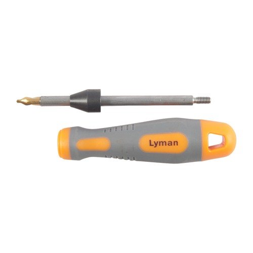 LYMAN FLASH HOLE UNIFORMER poistaa burrit salaman reiästä, takaa tasaisen sytytyksen ja sopii kaikille patruunoille .22-.45 kaliberissa.