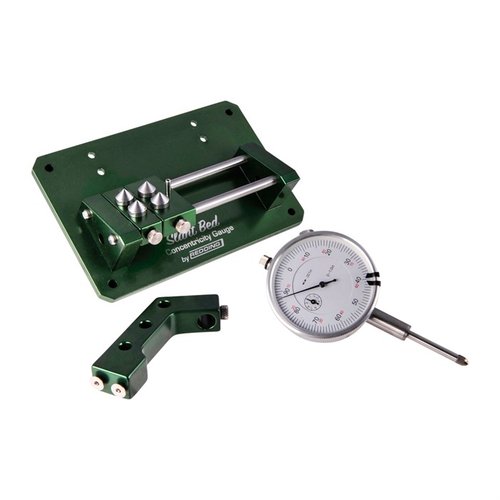 Ergonominen SLANT BED CONCENTRICITY GAUGE parantaa tarkkuutta ja käyttöä, kiinnitetty mittari poistaa virheasetukset ja hyväksyy kaikki patruunat 17 Hornetista 408 CheyTac:iin.