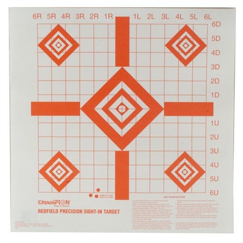 REDFIELD SIGHT-IN TARGETS help tarkkuusammunnassa: 90° viivat ristikkojen linjaamiseen, 1" ruudut tuulensäätöön, kirkas oranssi väri, 100 kpl pakkaus.