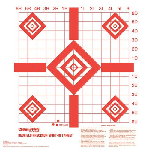REDFIELD SIGHT-IN TARGETS help tarkkuuskiväärin tähtäyksessä. Selkeät 90° viivat ja 1" ruudukko helpottavat tuuli- ja korkeussäätöjä. Loistava oranssi väri.