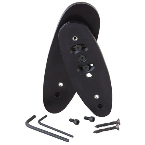 JONES SHOTGUN BUTT PLATE STOCK ADAPTER tarjoaa jopa 1" pystysuoraa pudotusta ja 22° kallistusta, mahdollistaa nopeat ja helppot säädöt ampumistyyliin.