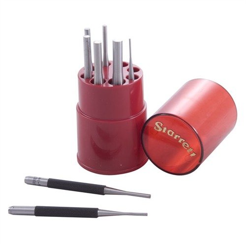 Starrettin 8-osainen Pin Punch Set tarjoaa tarkkuutta ja kestävyyttä, ergonomiset kahvat ja selkeät koko-merkinnät, täydellinen työkalu asekorjaajille.