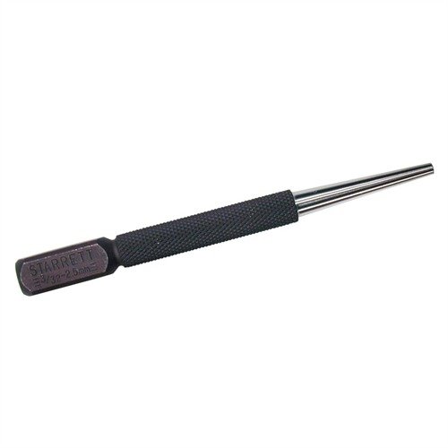 STARRETT TAPER PIN STARTER, #800C 3/32" STARTER PUNCH on suunniteltu suojaamaan etutähtäimen taper pin -pään vaurioilta poiston aikana. Pituus 4" (10.2cm), halkaisija 3/32" (2.4mm).