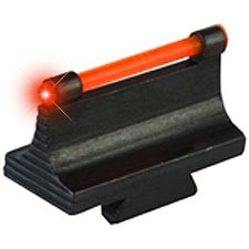 TRUGLO:n RIFLE DOVETAIL FRONT SIGHT tarjoaa kestävästä alumiinista valmistetun rungon ja kirkkaan, valoa keräävän fiber optic -putken nopeaan tähtäykseen.