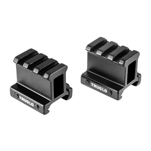 TruGlo 1" 2-osainen Picatinny riser mount nostaa kiinnityspintaa 1" ja on kevyt, CNC-koneistettua alumiinia, täydellinen tähtäimille ja punapisteille.