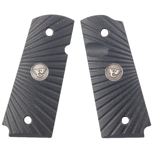 Kestävä G10-komposiitti, ainutlaatuinen Wilson Combat starburst -kuvio, musta väri, ambidextrous safety -leikkaus ja perinteinen viistetty tai tasapohja 1911-pistooleille.