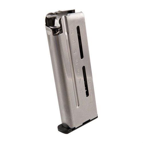 Wilson Combatin 1911 Compact Elite Tactical Magazine 9mm tarjoaa äärimmäistä luotettavuutta, lisäkapasiteettia ja sujuvaa syöttöä kaikille patruunoille.