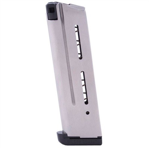 Wilson Combat 1911 9RD 10MM - kestävä 17-7 ruostumaton teräs, tarkka muotoilu, luotettava metallifollower ja helppo puhdistus. Kapasiteetti: 9 patruunaa.